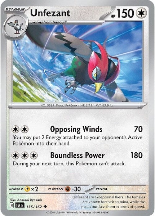Image for Unfezant (135/162) (TEF) - Pokemon