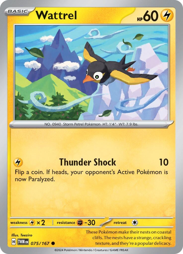 Image for Wattrel (075/167) (TWM) - Pokemon