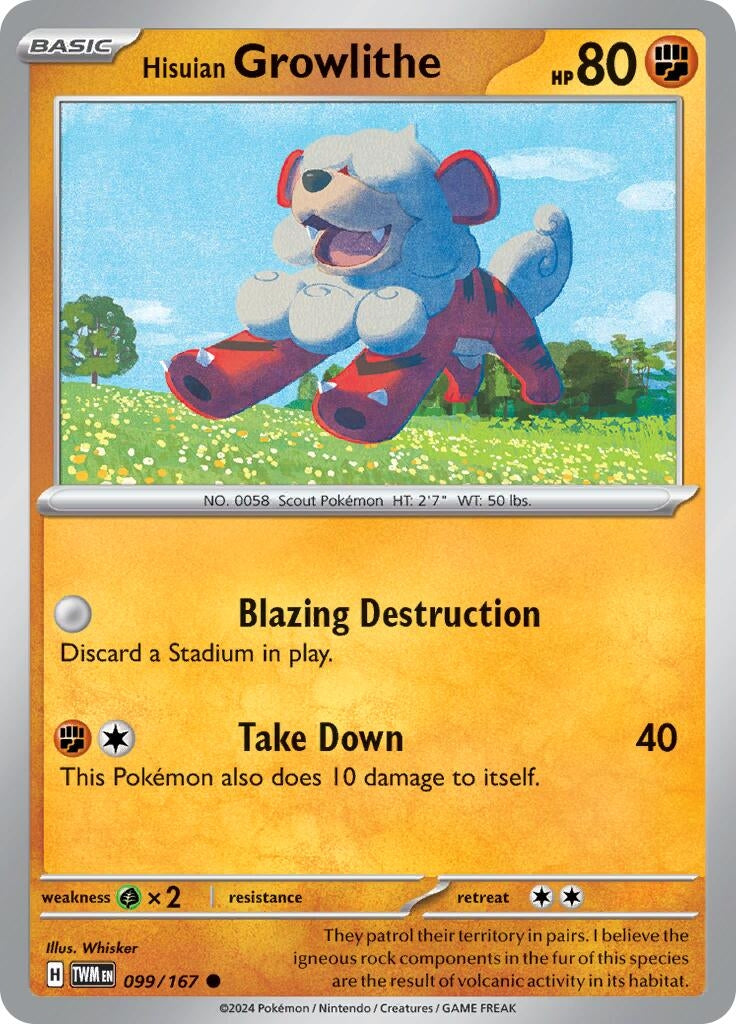 Image for Hisuian Growlithe (099/167) (TWM) - Pokemon