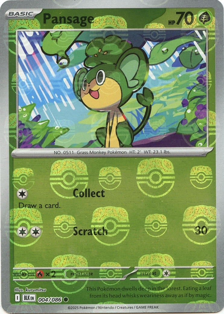 Image for Pansage (Master Ball Pattern) (004/086) (BLK) - Pokemon