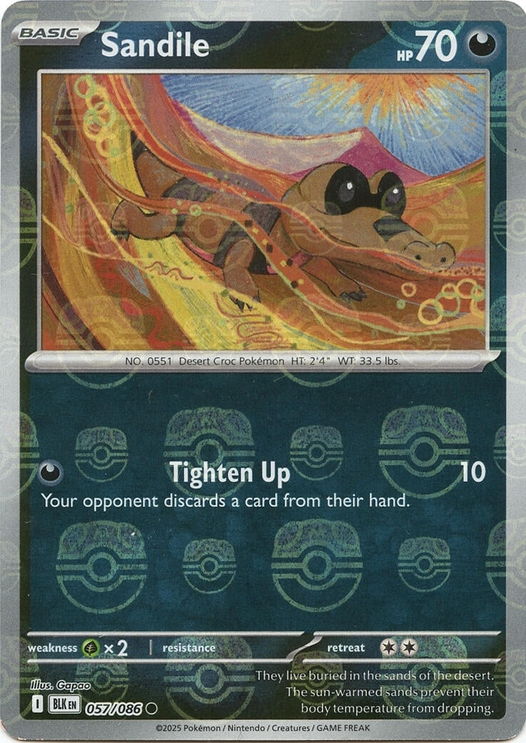 Image for Sandile (Master Ball Pattern) (057/086) (BLK) - Pokemon