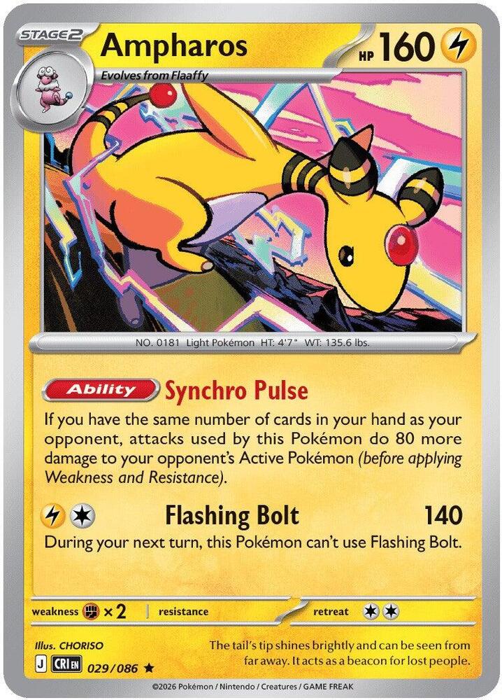 029/086 Ampharos Holo ME04: Chaos Rising (CRI) NM