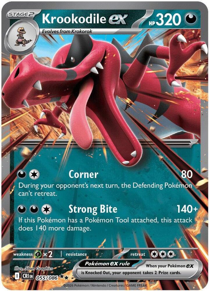 055/086 Krookodile ex ME04: Chaos Rising (CRI) NM