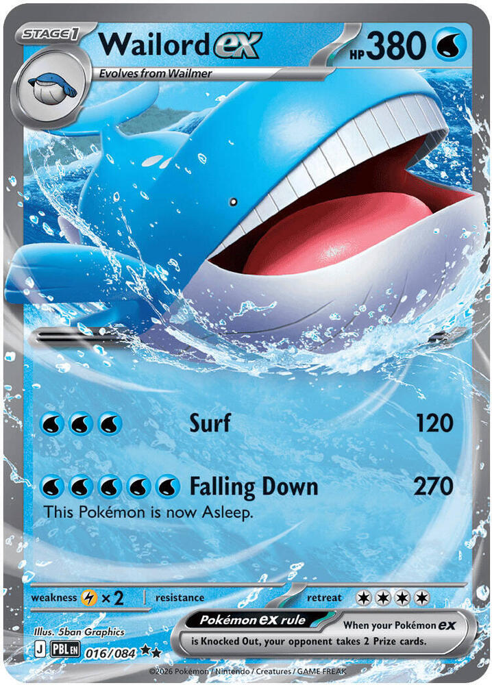 016/084 Wailord ex Holo ME05: Pitch Black (PBL) NM
