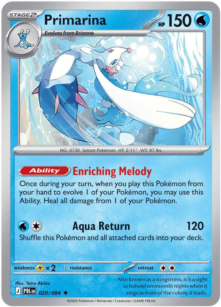 020/084 Primarina Holo ME05: Pitch Black (PBL) NM