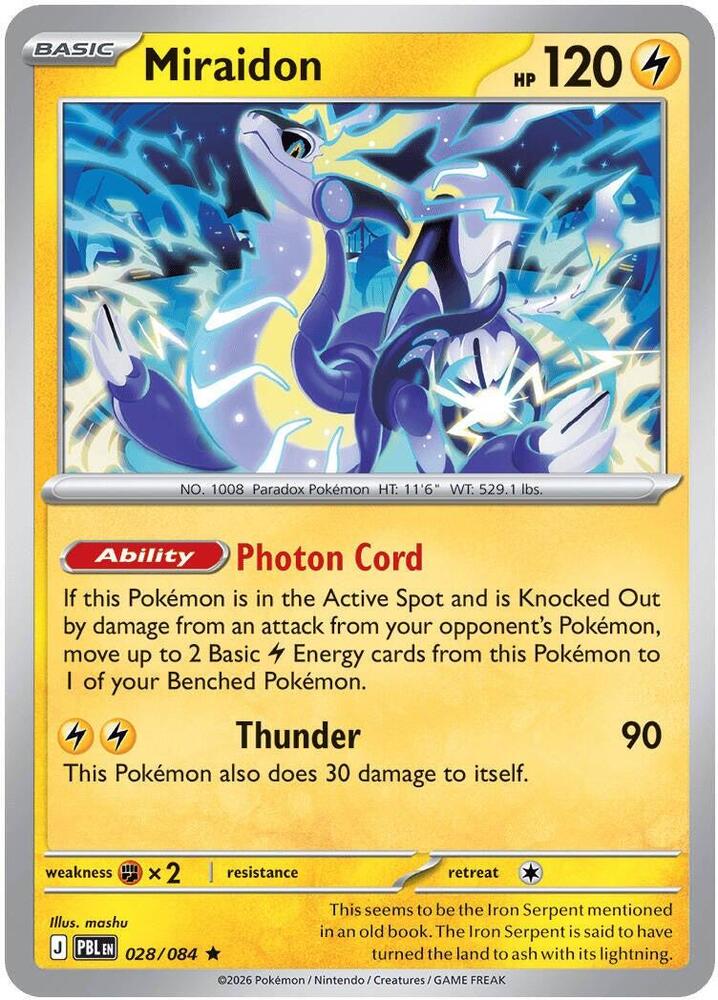 028/084 Miraidon Holo ME05: Pitch Black (PBL) NM