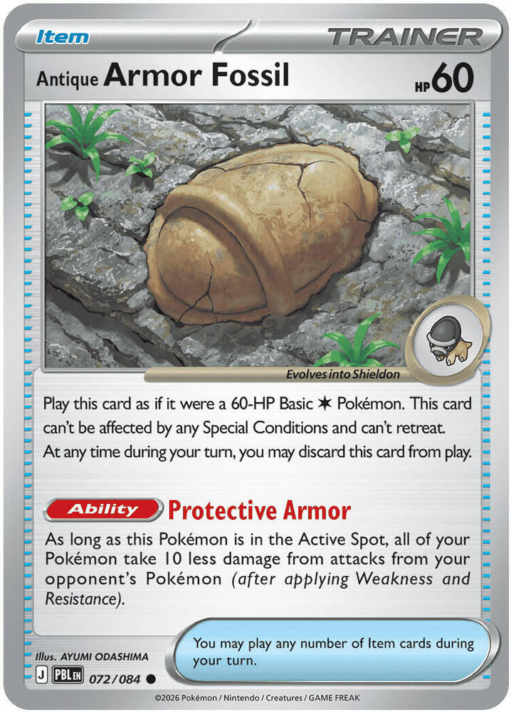 072/084 Antique Armor Fossil ME05: Pitch Black (PBL) NM