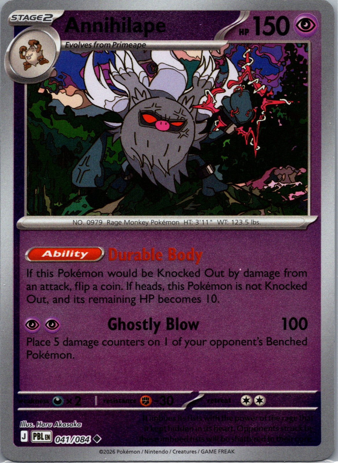 041/084 Annihilape Reverse Holo ME05: Pitch Black (PBL) NM
