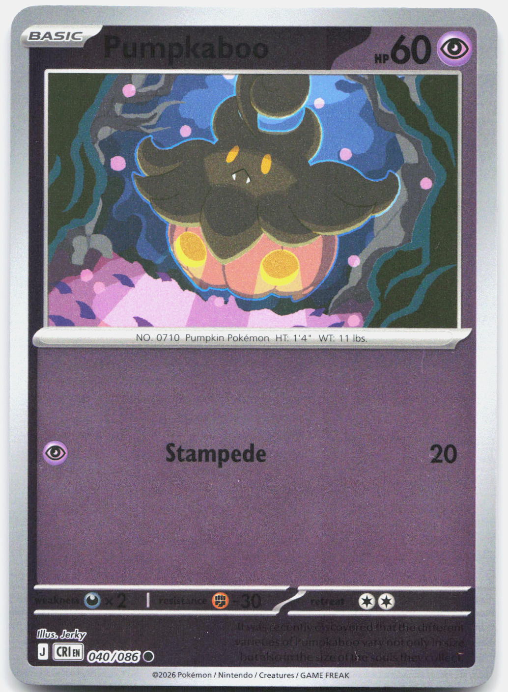 040/086 Pumpkaboo Reverse Holo ME04: Chaos Rising (CRI) NM