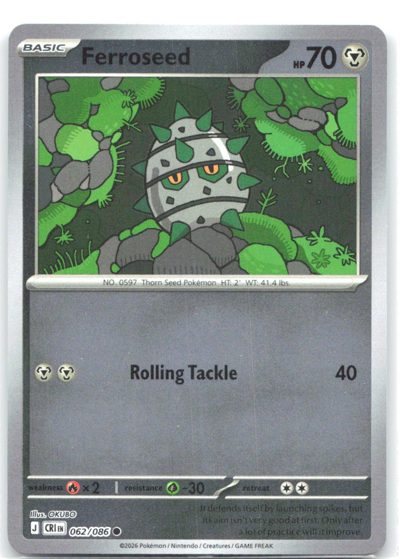 062/086 Ferroseed Reverse Holo ME04: Chaos Rising (CRI) NM