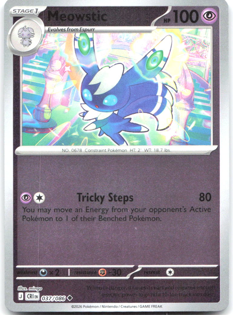 037/086 Meowstic Reverse Holo ME04: Chaos Rising (CRI) NM