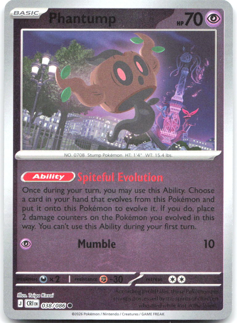 038/086 Phantump Reverse Holo ME04: Chaos Rising (CRI) NM