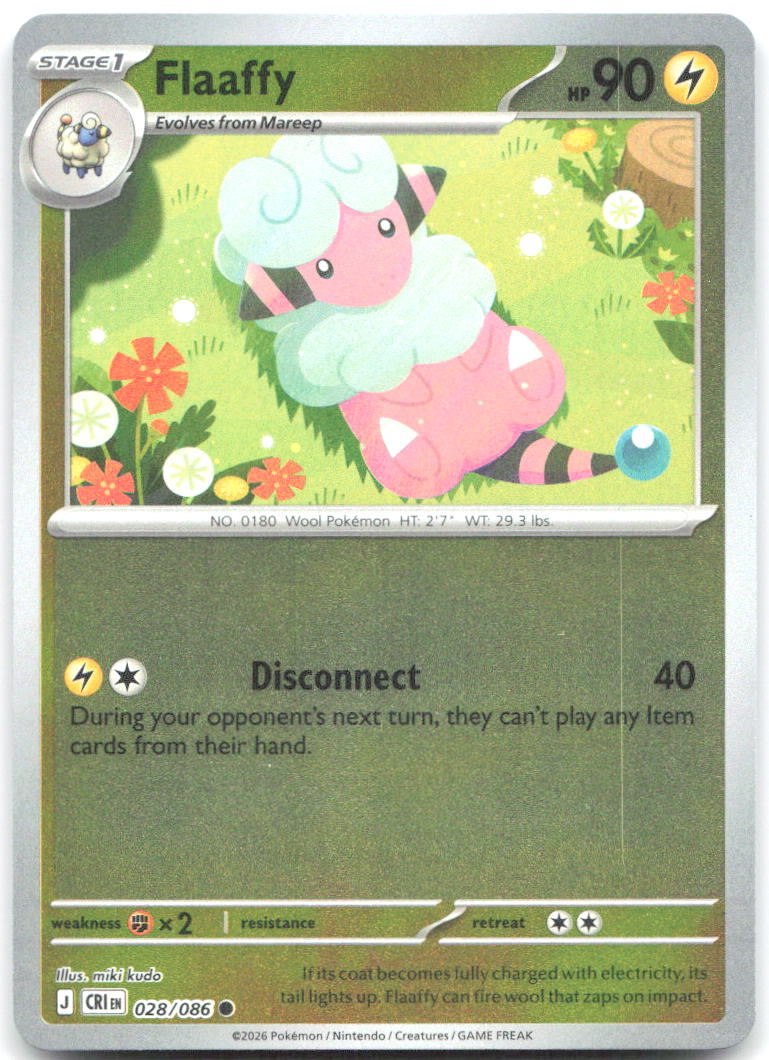 028/086 Flaaffy Reverse Holo ME04: Chaos Rising (CRI) NM