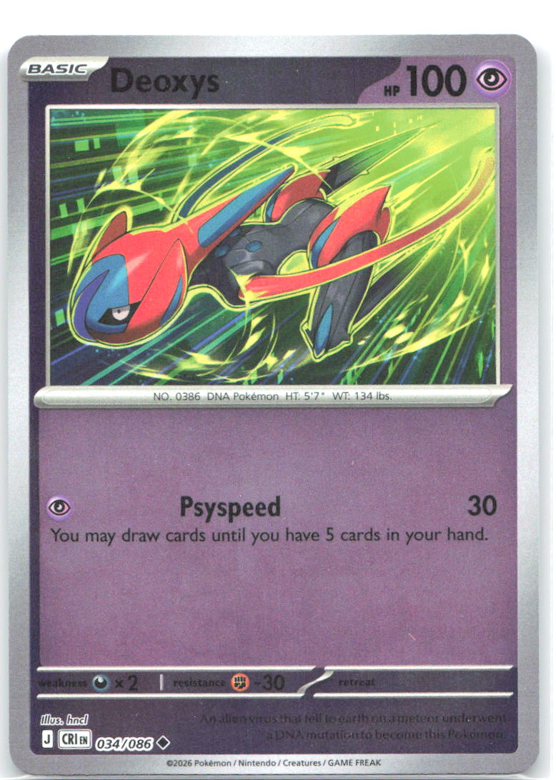034/086 Deoxys Reverse Holo ME04: Chaos Rising (CRI) NM