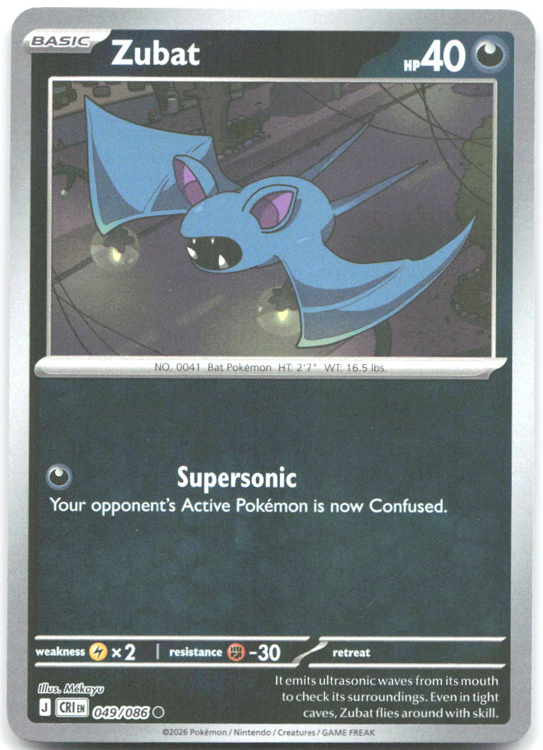049/086 Zubat Reverse Holo ME04: Chaos Rising (CRI) NM