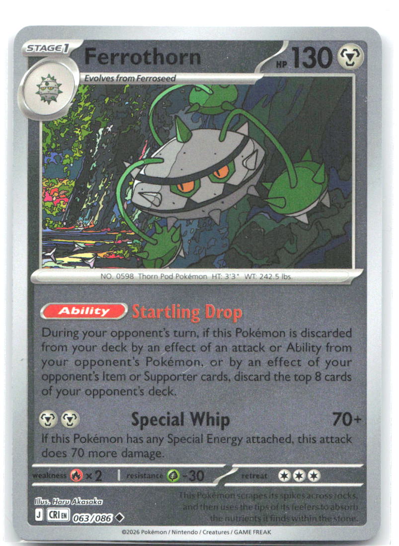 063/086 Ferrothorn Reverse Holo ME04: Chaos Rising (CRI) NM