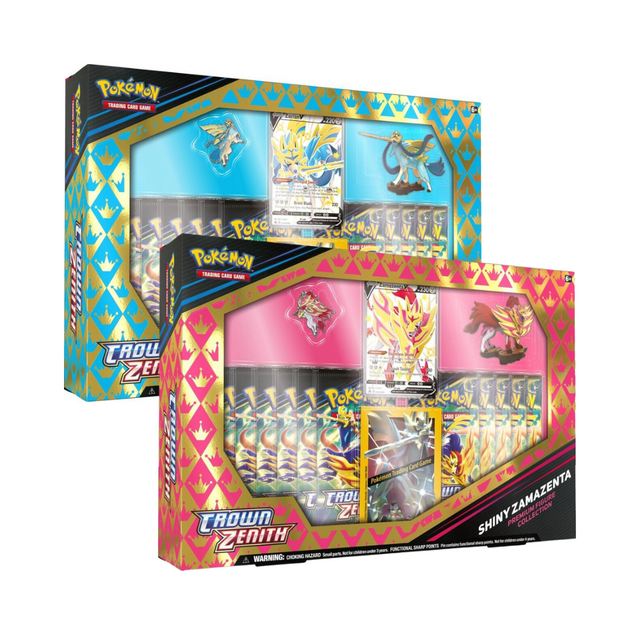 Pokémon TCG: Crown Zenith Shiny Zacian/Zamazenta Figure Box - Friendly Collectibles