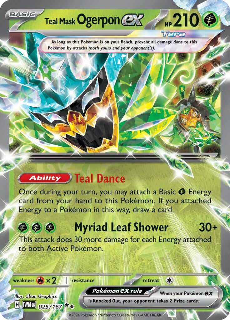 Image for Teal Mask Ogerpon ex (025/167) (TWM) - Pokemon