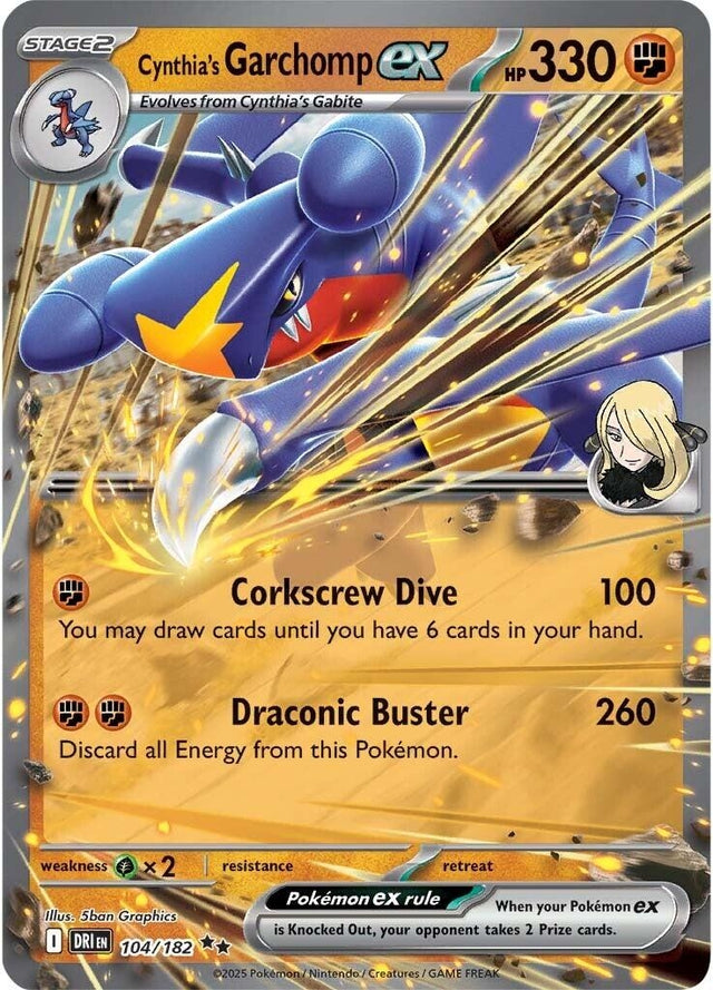 Image for Cynthia's Garchomp ex (104/182) (DRI) - Pokemon