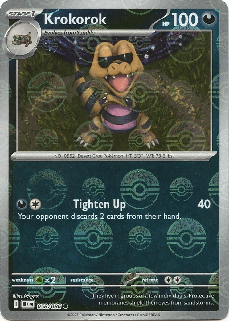 Image for Krokorok (Poke Ball Pattern) (058/086) (BLK) - Pokemon