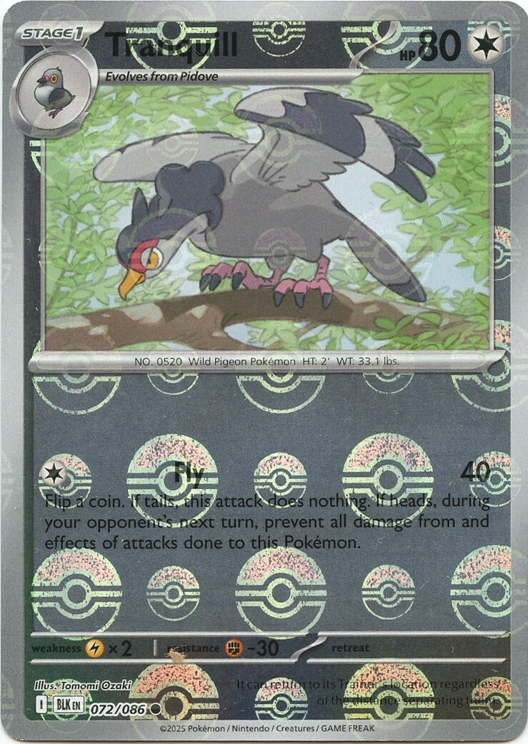 Image for Tranquill (Poke Ball Pattern) (072/086) (BLK) - Pokemon
