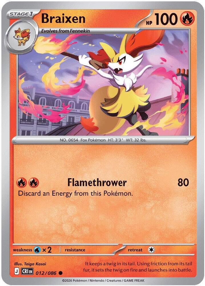 012/086 Braixen ME04: Chaos Rising (CRI) NM