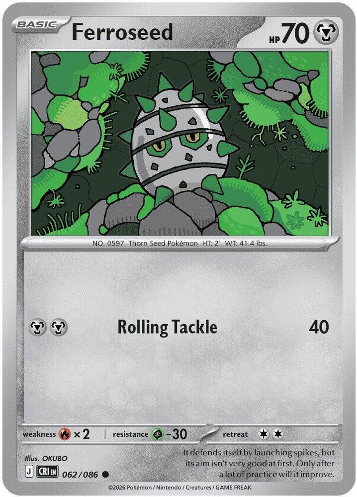 062/086 Ferroseed ME04: Chaos Rising (CRI) NM