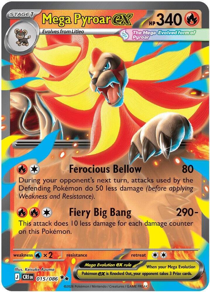 015/086 Mega Pyroar ex ME04: Chaos Rising (CRI) NM