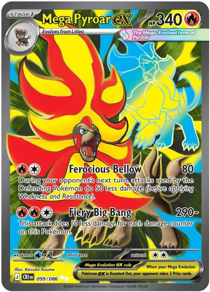 099/086 Mega Pyroar ex ME04: Chaos Rising (CRI) NM