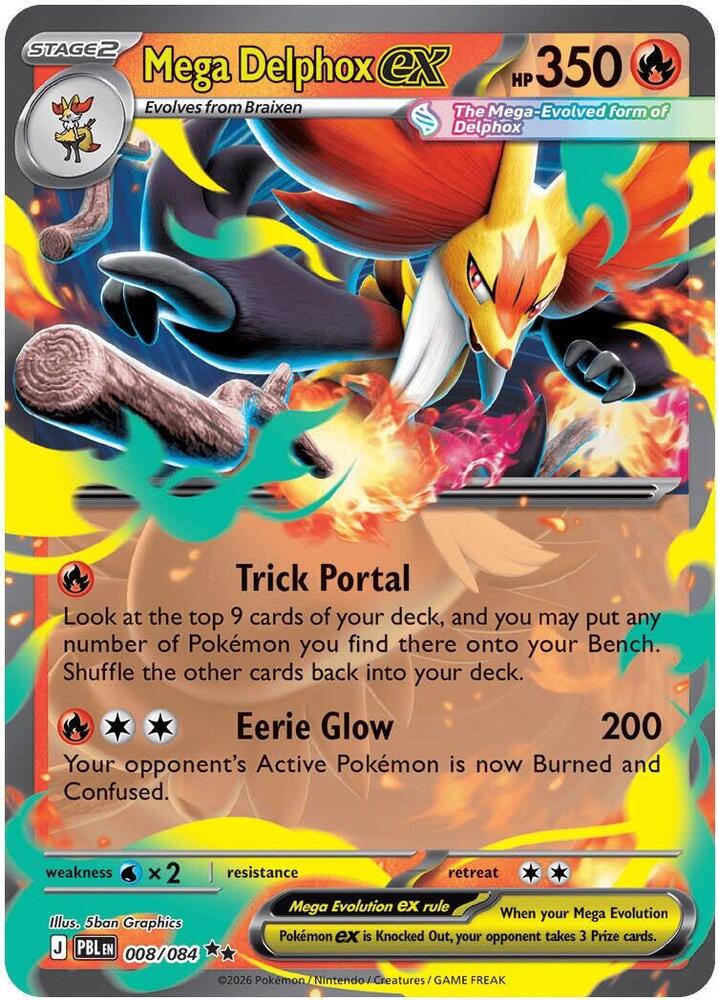 008/084 Mega Delphox ex Holo ME05: Pitch Black (PBL) NM