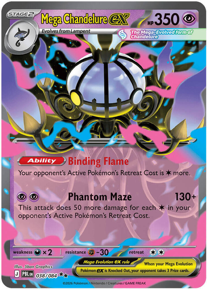 038/084 Mega Chandelure ex Holo ME05: Pitch Black (PBL) NM