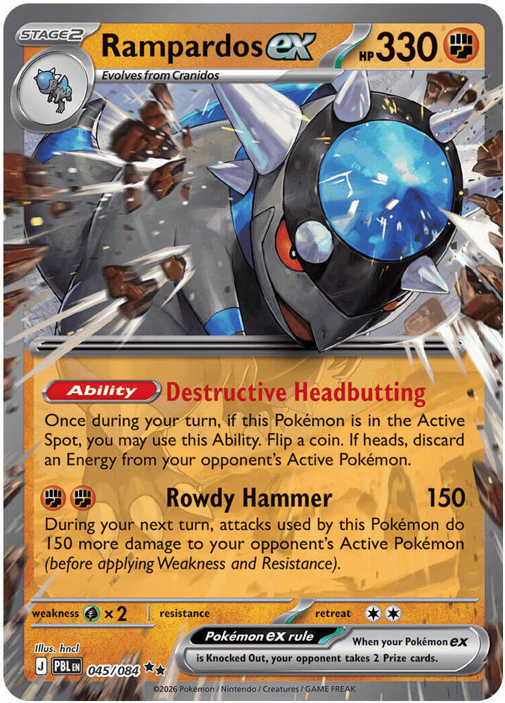 045/084 Rampardos ex Holo ME05: Pitch Black (PBL) NM