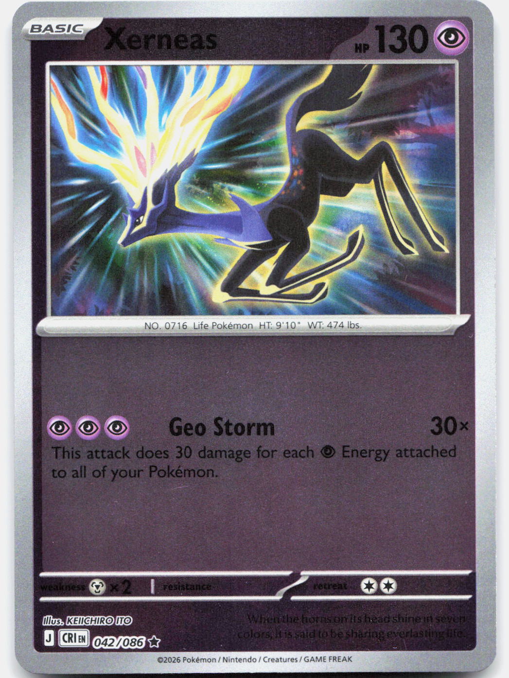 042/086 Xerneas Reverse Holo ME04: Chaos Rising (CRI) NM