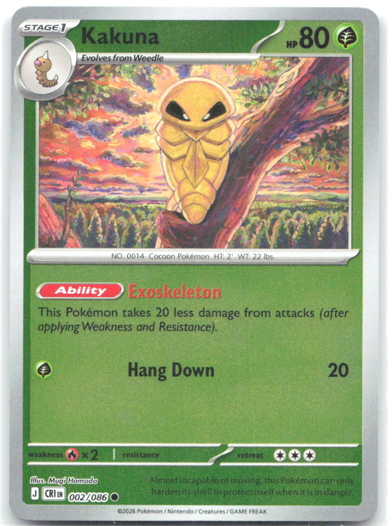 002/086 Kakuna Reverse Holo ME04: Chaos Rising (CRI) NM