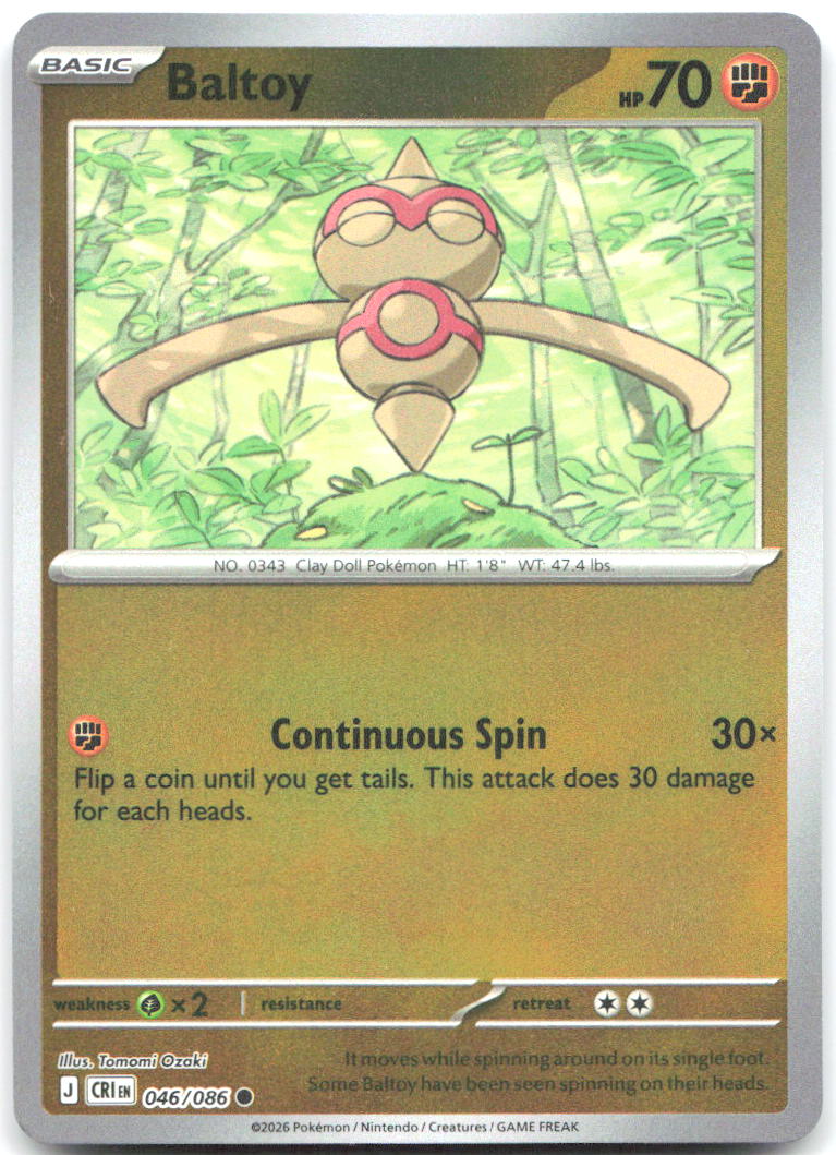 046/086 Baltoy Reverse Holo ME04: Chaos Rising (CRI) NM
