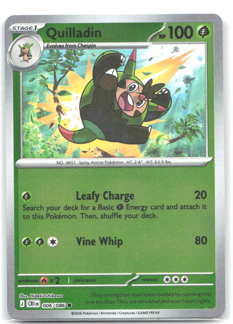 006/086 Quilladin Reverse Holo ME04: Chaos Rising (CRI) NM