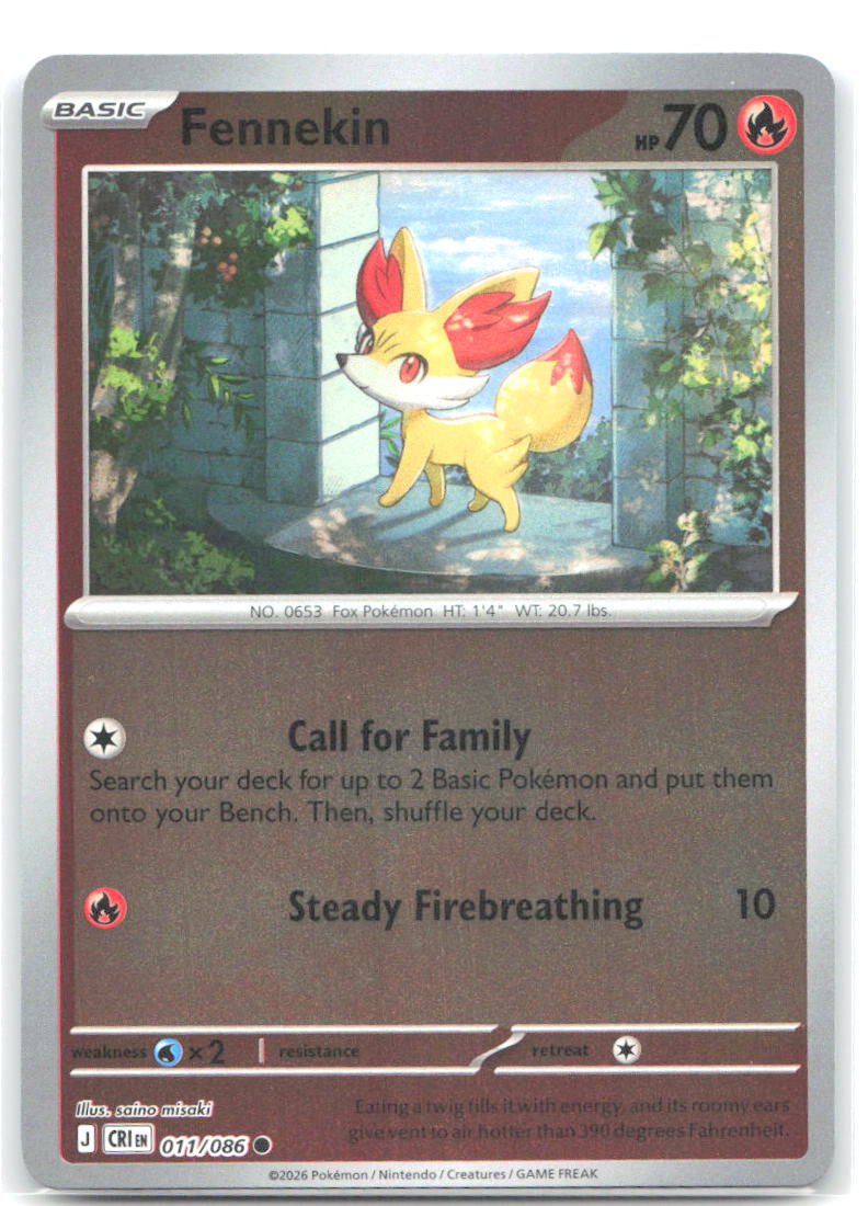011/086 Fennekin Reverse Holo ME04: Chaos Rising (CRI) NM