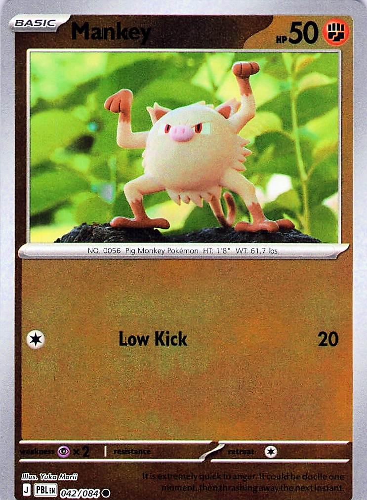 042/084 Mankey Reverse Holo ME05: Pitch Black (PBL) NM