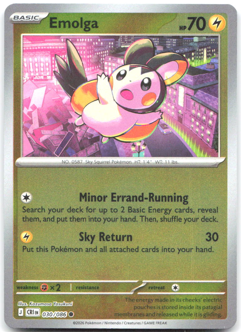 030/086 Emolga Reverse Holo ME04: Chaos Rising (CRI) NM